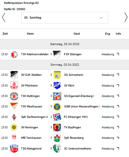 Auch das Kreisliga A-Spiel gegen den FC Ellwangen abgesagt