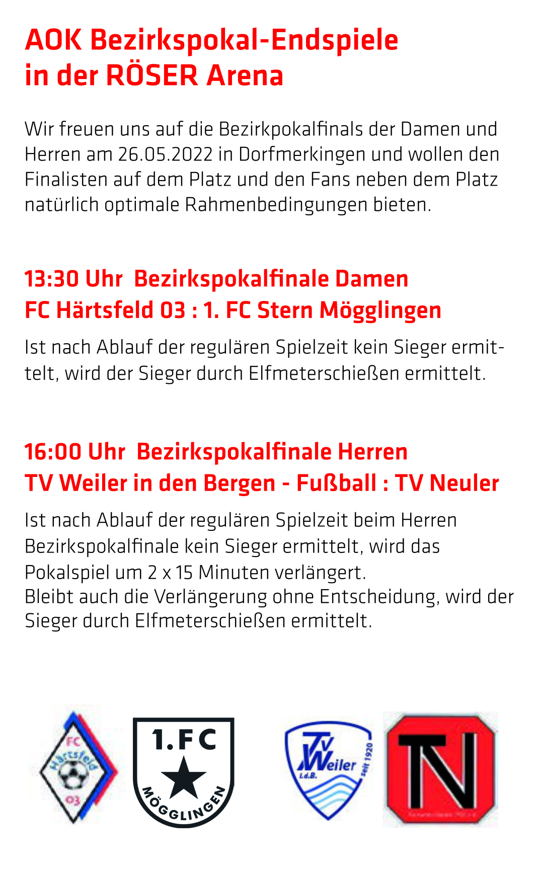 AOK Bezirkspokalendspiele in der RÖSER Arena