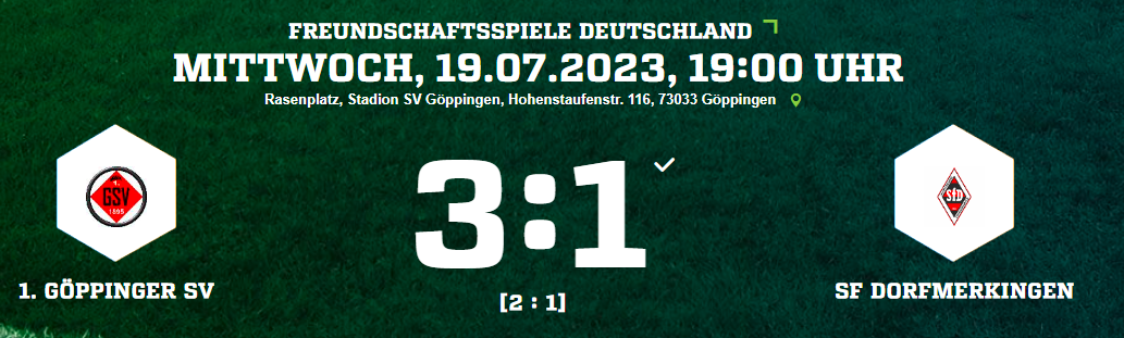 Testspielergebnis – 1. Göppinger SV : SfD 3:1