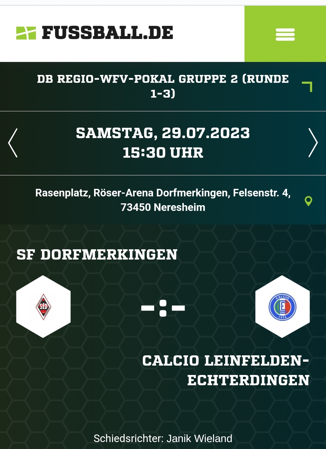 Testspielergebnis gegen Essingen und WFV-Pokal am Wochenende