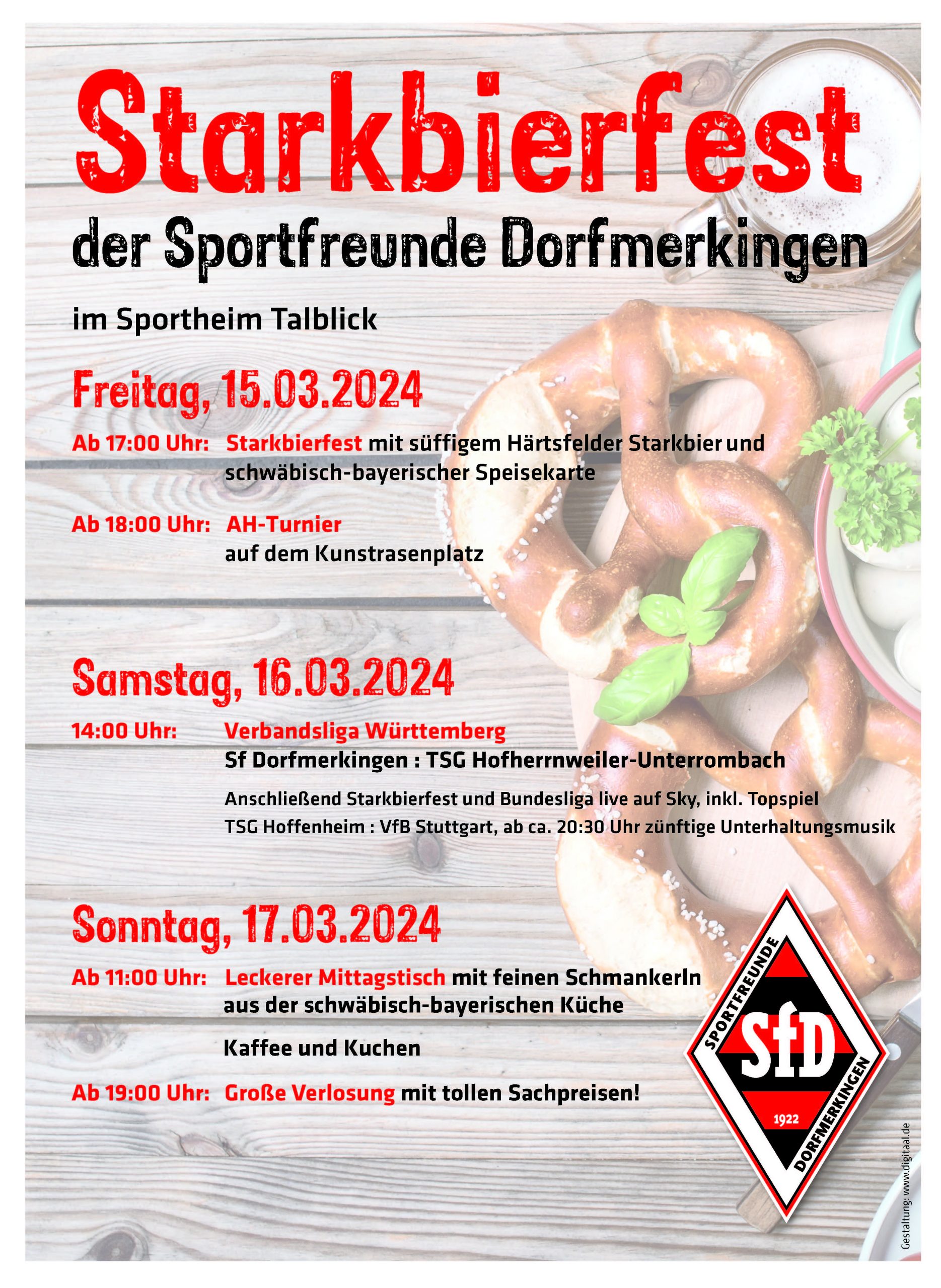 Vorschau: Traditionelles Starkbierfest der Sportfreunde vom 15. bis 17.03.2024