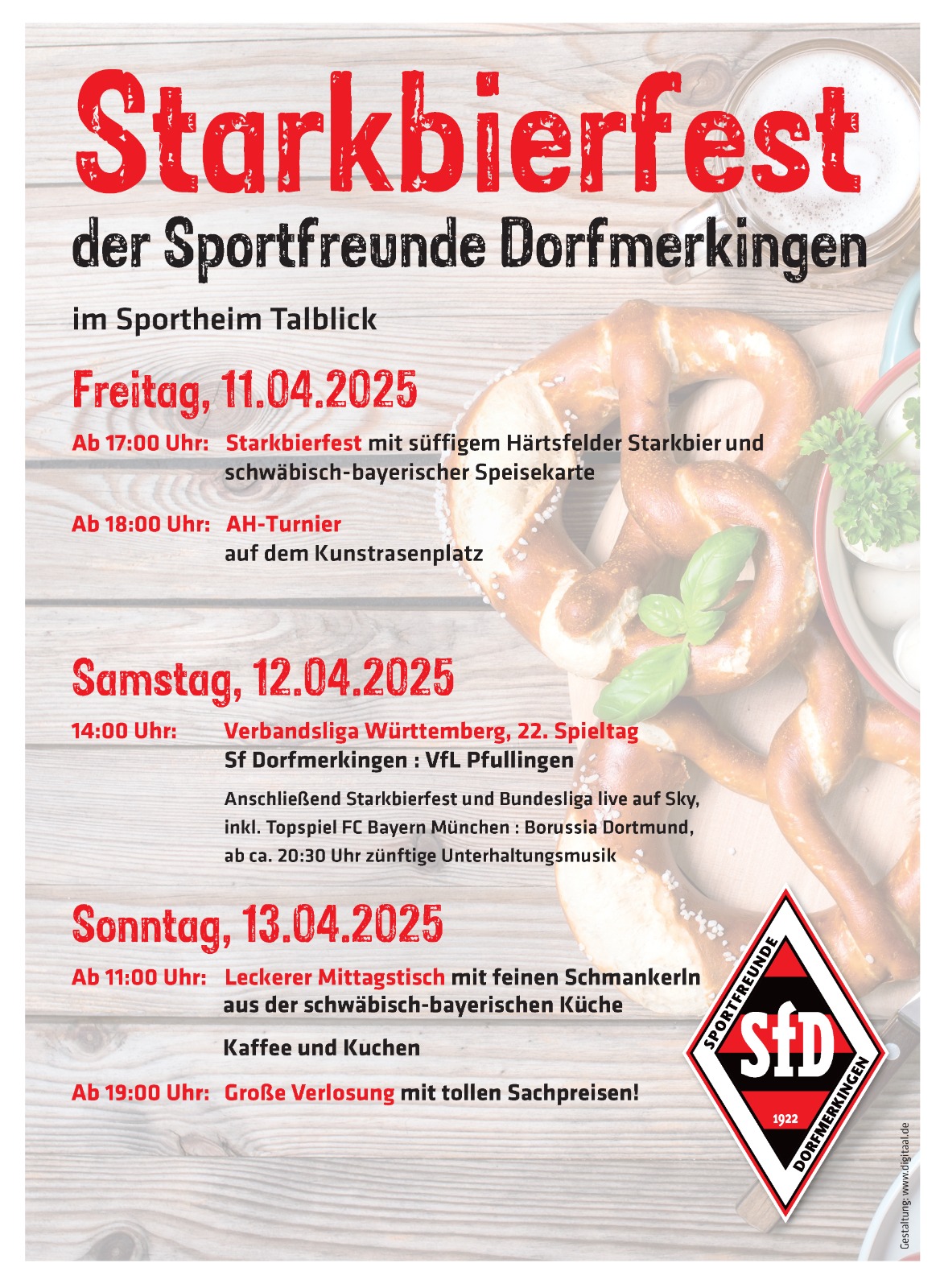 Traditionelles Starkbierfest bei den Sportfreunden vom 11. bis 13. April 2025