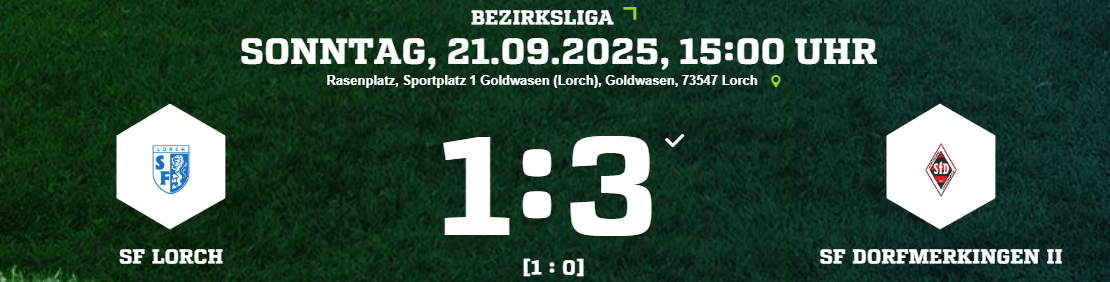 SfD II mit 1:3 siegreich bei den Sportfreunden Lorch